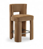 Zuno Velvet Performance Fabric Upholstered Counter Stool — 947 - Saddle - 947Saddle-C