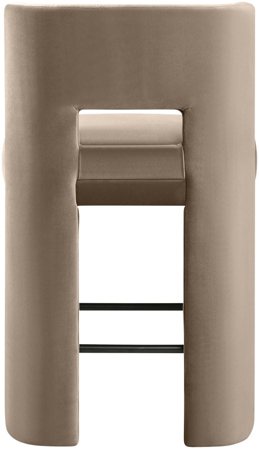 Zuno Velvet Performance Fabric Upholstered Counter Stool — 947 - Taupe - 947Taupe-C alternate view 3