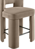 Zuno Velvet Performance Fabric Upholstered Counter Stool — 947 - Taupe - 947Taupe-C alternate view 4
