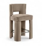 Zuno Velvet Performance Fabric Upholstered Counter Stool — 947 - Taupe - 947Taupe-C