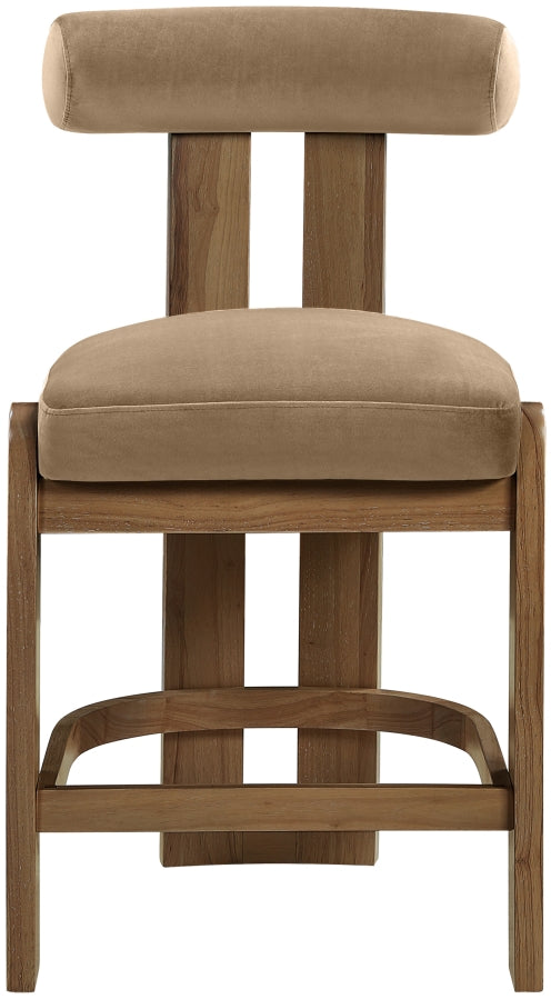 Arienzo Velvet Performance Fabric Upholstered Counter Stool — 88025-C - Beige - 88025Beige-C alternate view 2