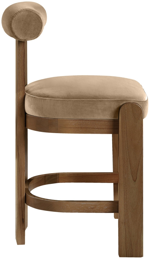 Arienzo Velvet Performance Fabric Upholstered Counter Stool — 88025-C - Beige - 88025Beige-C alternate view 3
