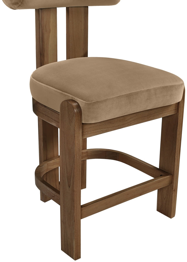 Arienzo Velvet Performance Fabric Upholstered Counter Stool — 88025-C - Beige - 88025Beige-C alternate view 6