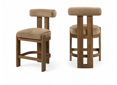 Arienzo Velvet Performance Fabric Upholstered Counter Stool — 88025-C (Set of 2)