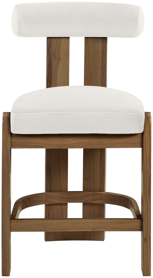 Arienzo Velvet Performance Fabric Upholstered Counter Stool — 88025-C - Cream - 88025Cream-C alternate view 2