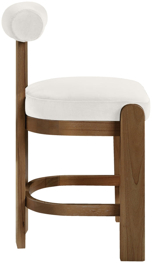 Arienzo Velvet Performance Fabric Upholstered Counter Stool — 88025-C - Cream - 88025Cream-C alternate view 3