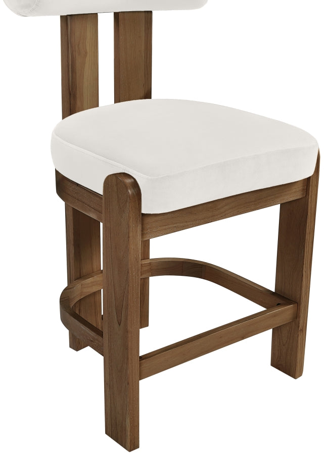 Arienzo Velvet Performance Fabric Upholstered Counter Stool — 88025-C - Cream - 88025Cream-C alternate view 6
