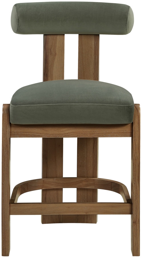 Arienzo Velvet Performance Fabric Upholstered Counter Stool — 88025-C - Green - 88025Green-C alternate view 2
