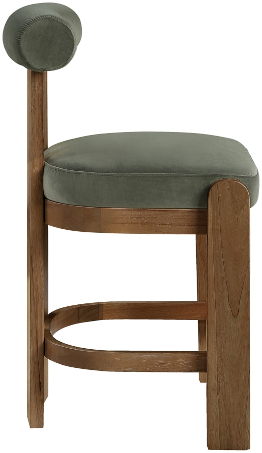Arienzo Velvet Performance Fabric Upholstered Counter Stool — 88025-C - Green - 88025Green-C alternate view 3