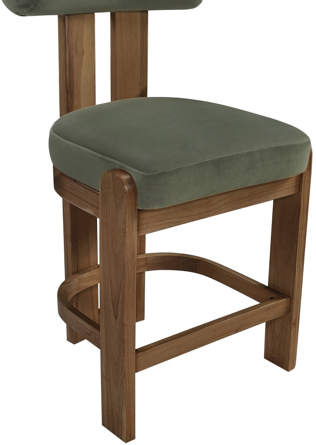 Arienzo Velvet Performance Fabric Upholstered Counter Stool — 88025-C - Green - 88025Green-C alternate view 6