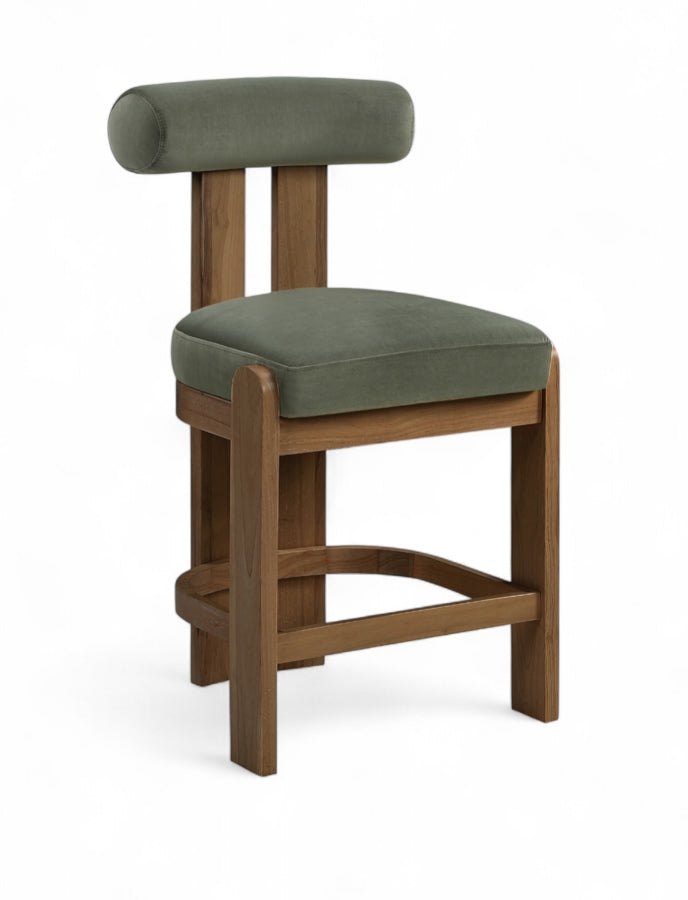 Arienzo Velvet Performance Fabric Upholstered Counter Stool — 88025-C - Green - 88025Green-C
