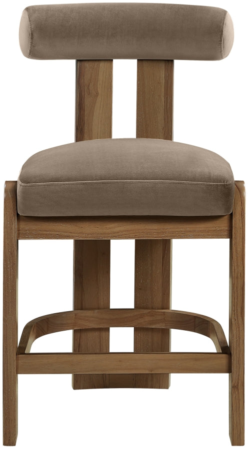 Arienzo Velvet Performance Fabric Upholstered Counter Stool — 88025-C - Taupe - 88025Taupe-C alternate view 2