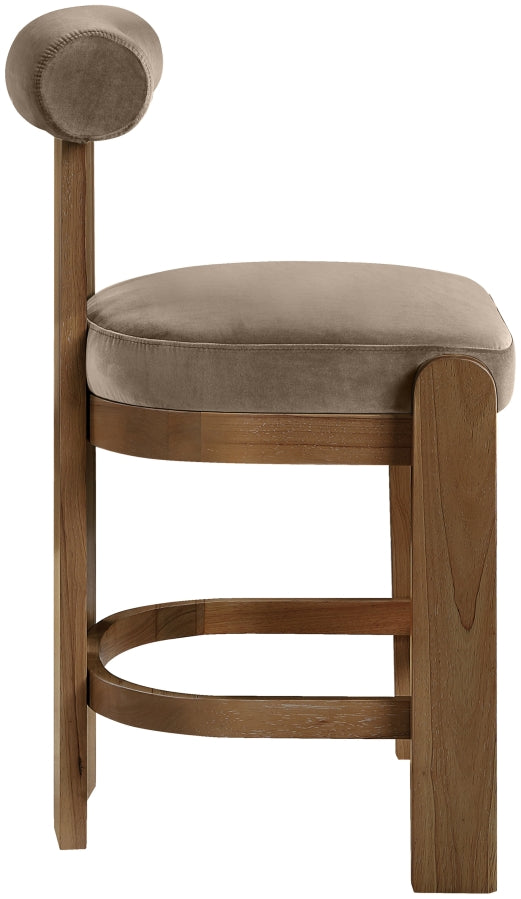 Arienzo Velvet Performance Fabric Upholstered Counter Stool — 88025-C - Taupe - 88025Taupe-C alternate view 3
