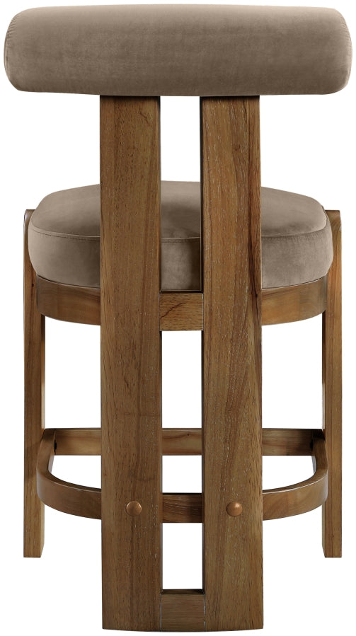 Arienzo Velvet Performance Fabric Upholstered Counter Stool — 88025-C - Taupe - 88025Taupe-C alternate view 4