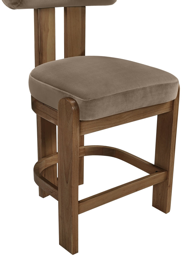 Arienzo Velvet Performance Fabric Upholstered Counter Stool — 88025-C - Taupe - 88025Taupe-C alternate view 6