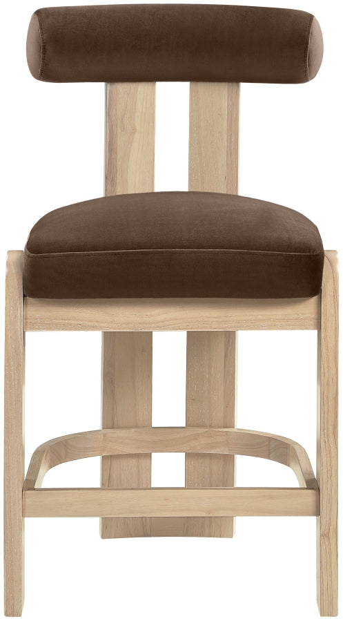 Arienzo Velvet Performance Fabric Upholstered Counter Stool — 88026-C - Brown - 88026Brown-C alternate view 2