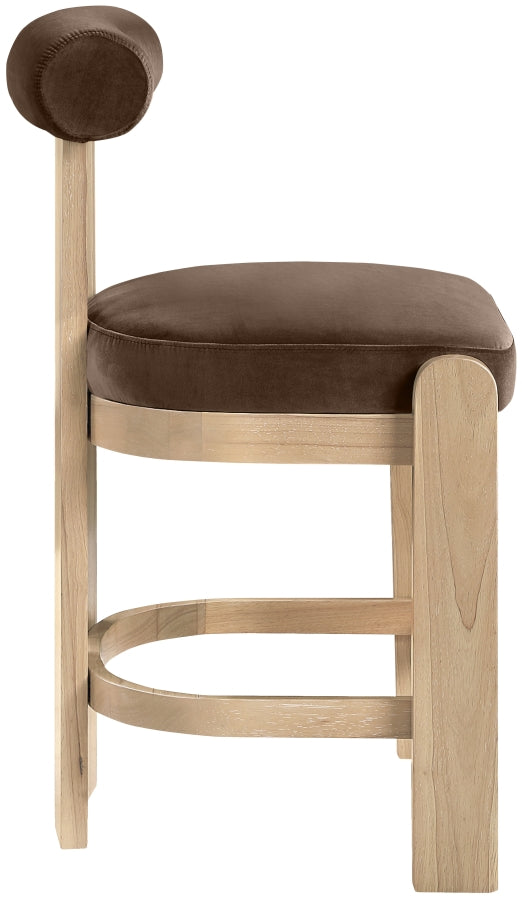 Arienzo Velvet Performance Fabric Upholstered Counter Stool — 88026-C - Brown - 88026Brown-C alternate view 3