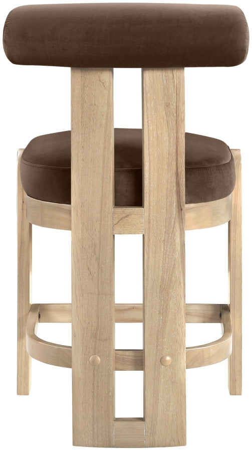 Arienzo Velvet Performance Fabric Upholstered Counter Stool — 88026-C - Brown - 88026Brown-C alternate view 4
