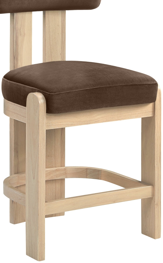 Arienzo Velvet Performance Fabric Upholstered Counter Stool — 88026-C - Brown - 88026Brown-C alternate view 6
