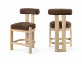 Arienzo Velvet Performance Fabric Upholstered Counter Stool — 88026-C - Brown - 88026Brown-C Double Chair