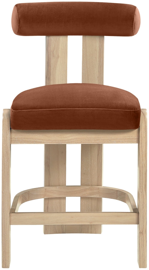 Arienzo Velvet Performance Fabric Upholstered Counter Stool — 88026-C - Cognac - 88026Cognac-C alternate view 2