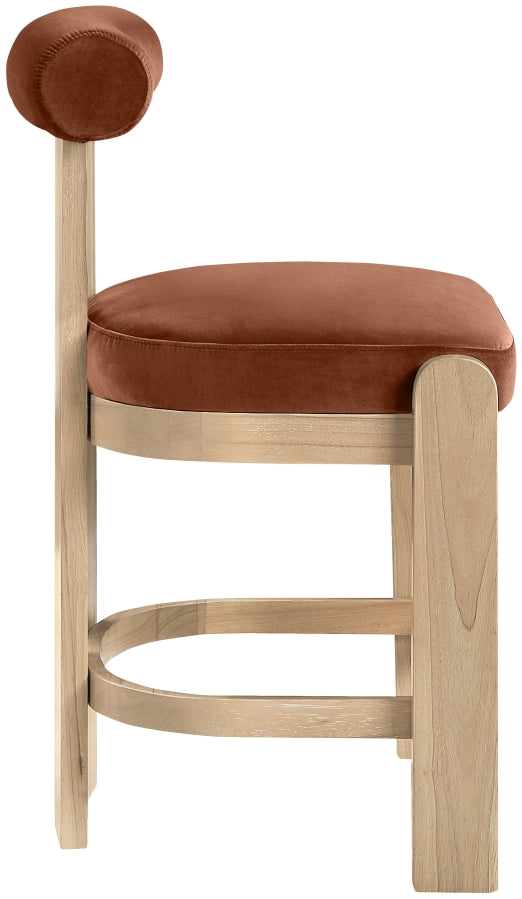 Arienzo Velvet Performance Fabric Upholstered Counter Stool — 88026-C - Cognac - 88026Cognac-C alternate view 3