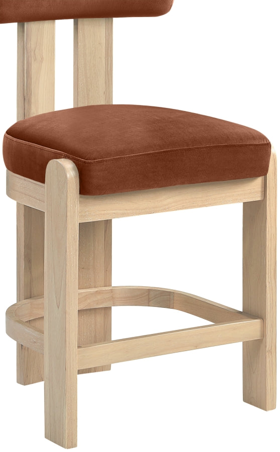 Arienzo Velvet Performance Fabric Upholstered Counter Stool — 88026-C - Cognac - 88026Cognac-C alternate view 6
