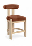 Arienzo Velvet Performance Fabric Upholstered Counter Stool — 88026-C - Cognac - 88026Cognac-C
