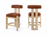 Arienzo Velvet Performance Fabric Upholstered Counter Stool — 88026-C - Cognac - 88026Cognac-C Double Chair