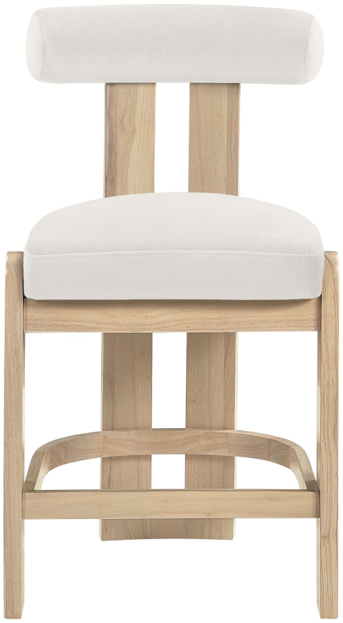 Arienzo Velvet Performance Fabric Upholstered Counter Stool — 88026-C - Cream - 88026Cream-C alternate view 2