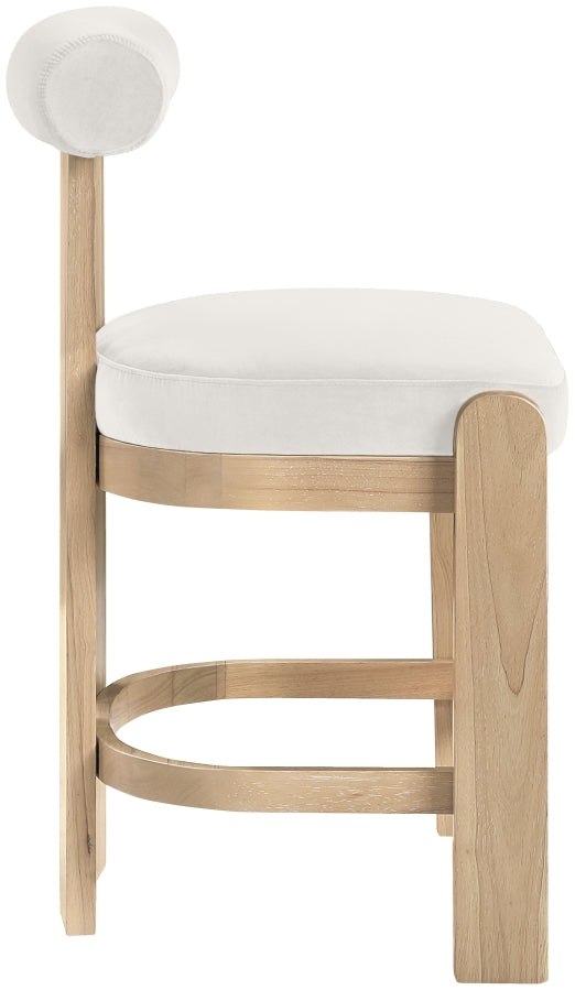Arienzo Velvet Performance Fabric Upholstered Counter Stool — 88026-C - Cream - 88026Cream-C alternate view 3