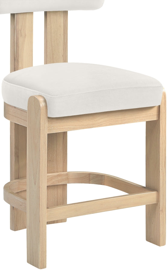 Arienzo Velvet Performance Fabric Upholstered Counter Stool — 88026-C - Cream - 88026Cream-C alternate view 6
