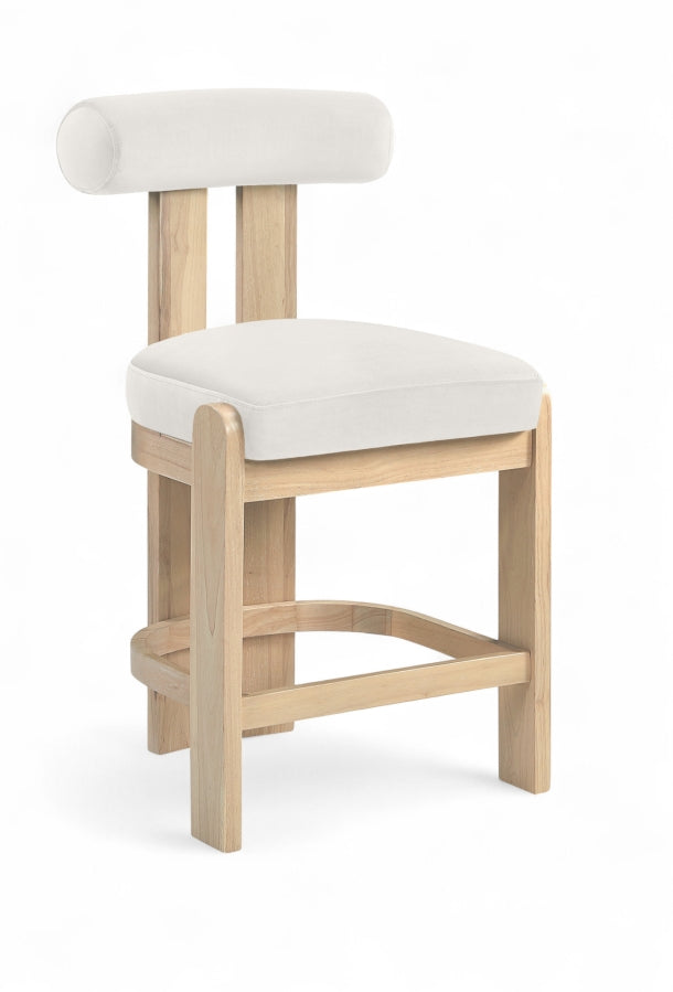Arienzo Velvet Performance Fabric Upholstered Counter Stool — 88026-C - Cream - 88026Cream-C