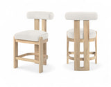 Arienzo Velvet Performance Fabric Upholstered Counter Stool — 88026-C - Cream - 88026Cream-C Double Chair