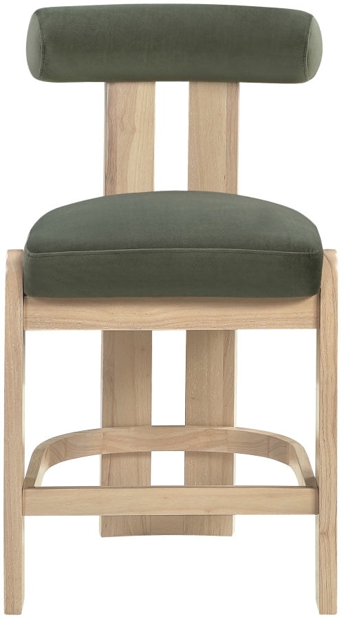 Arienzo Velvet Performance Fabric Upholstered Counter Stool — 88026-C - Green - 88026Green-C alternate view 2