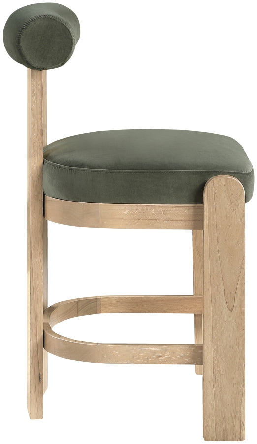 Arienzo Velvet Performance Fabric Upholstered Counter Stool — 88026-C - Green - 88026Green-C alternate view 3