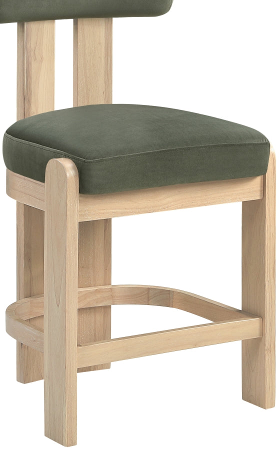 Arienzo Velvet Performance Fabric Upholstered Counter Stool — 88026-C - Green - 88026Green-C alternate view 6