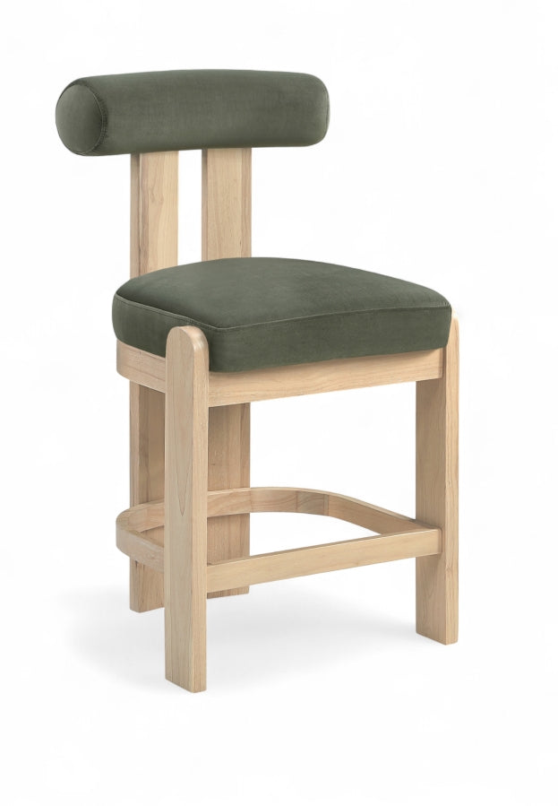 Arienzo Velvet Performance Fabric Upholstered Counter Stool — 88026-C - Green - 88026Green-C
