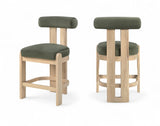Arienzo Velvet Performance Fabric Upholstered Counter Stool — 88026-C - Green - 88026Green-C Double Chair