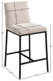 Reeves Chenille Fabric Upholstered Counter Stool — 11060-C - Beige - 11060Beige-C Dim