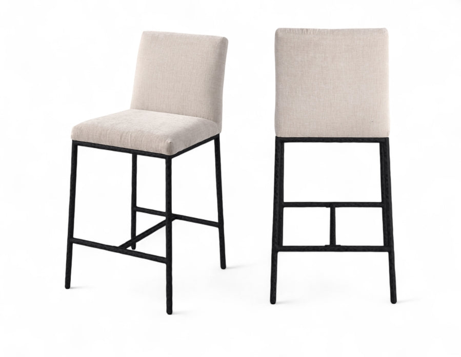 Reeves Chenille Fabric Upholstered Counter Stool — 11060-C - Beige - 11060Beige-C Double Chair