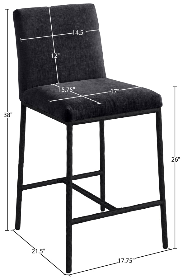Reeves Chenille Fabric Upholstered Counter Stool — 11060-C - Black - 11060Black-C Dim