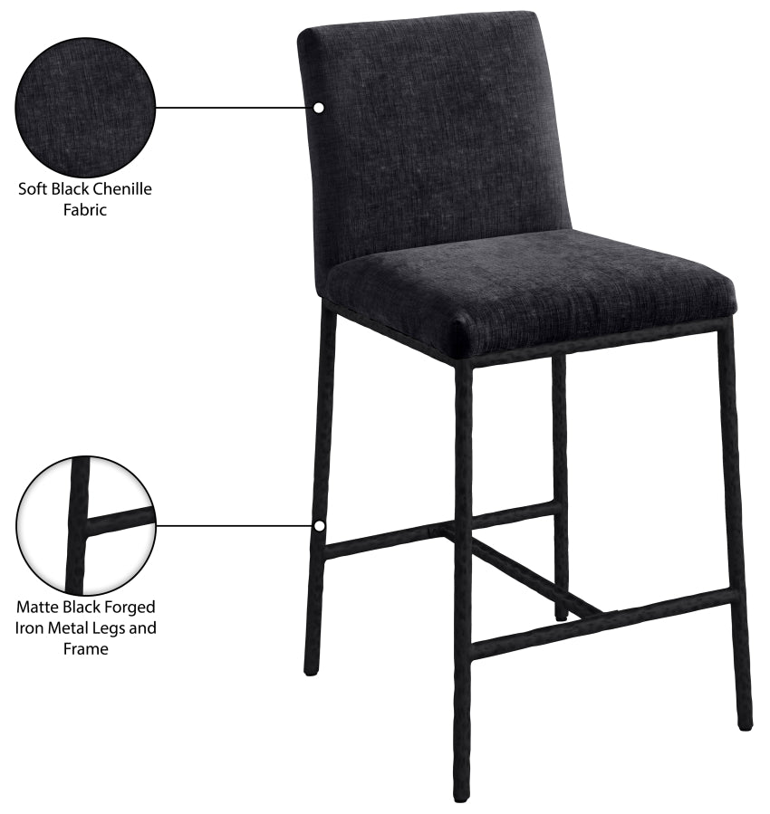 Reeves Chenille Fabric Upholstered Counter Stool — 11060-C - Black - 11060Black-C Infographic