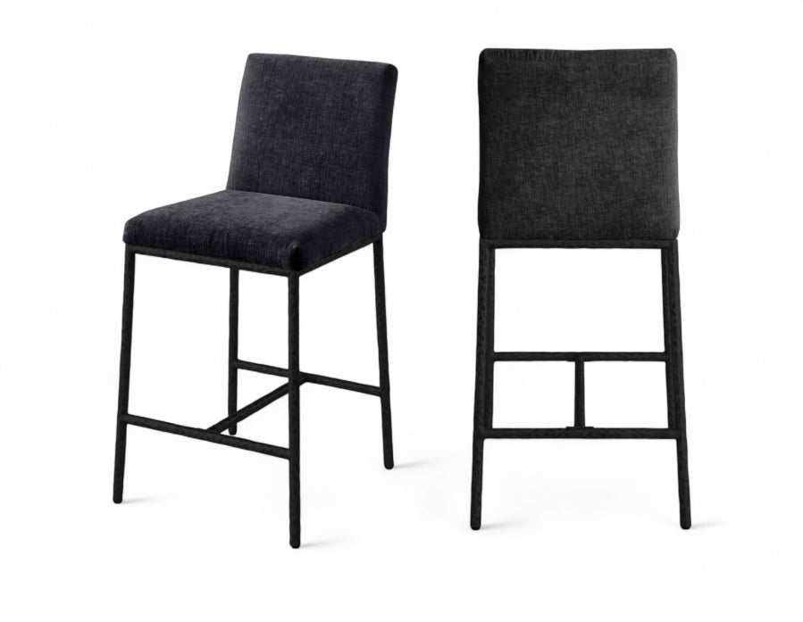 Reeves Chenille Fabric Upholstered Counter Stool — 11060-C - Black - 11060Black-C Double Chair