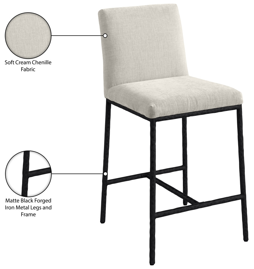 Reeves Chenille Fabric Upholstered Counter Stool — 11060-C - Cream - 11060Cream-C Infographic