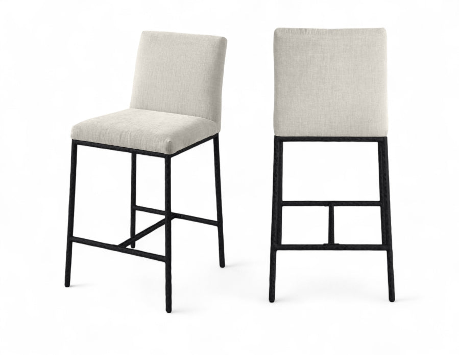 Reeves Chenille Fabric Upholstered Counter Stool — 11060-C - Cream - 11060Cream-C Double Chair