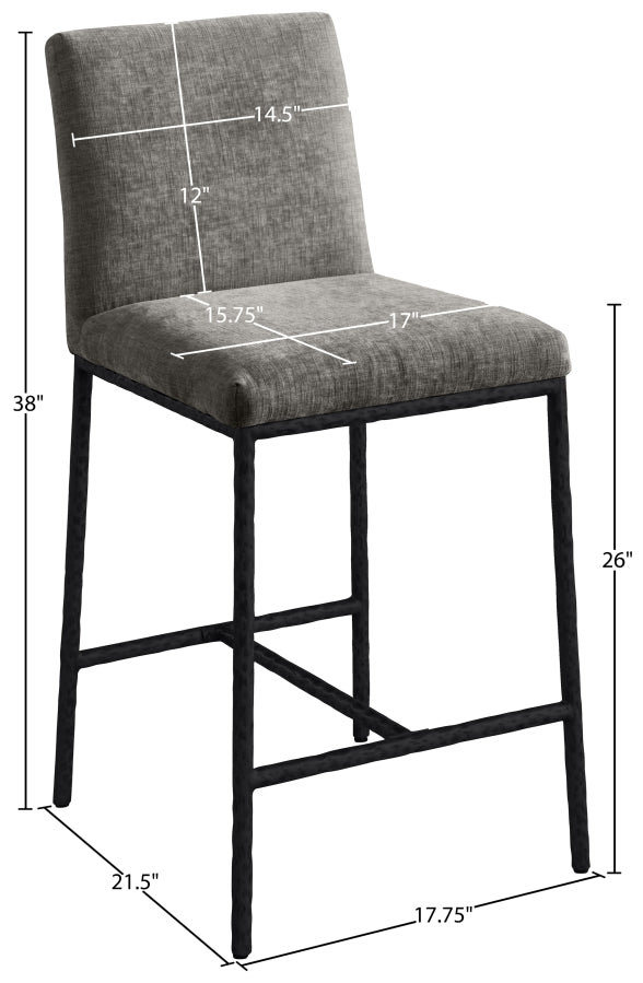 Reeves Chenille Fabric Upholstered Counter Stool — 11060-C - Grey - 11060Grey-C Dim
