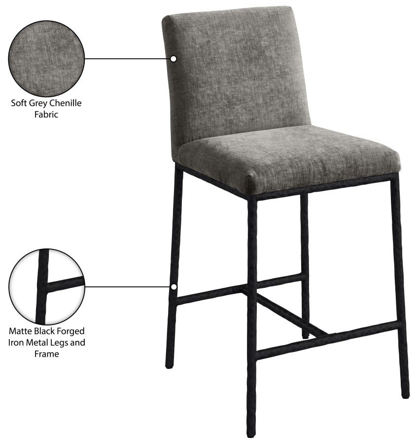 Reeves Chenille Fabric Upholstered Counter Stool — 11060-C - Grey - 11060Grey-C Infographic