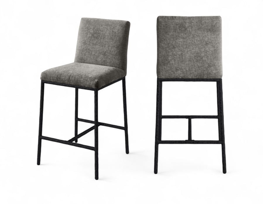 Reeves Chenille Fabric Upholstered Counter Stool — 11060-C - Grey - 11060Grey-C Double Chair