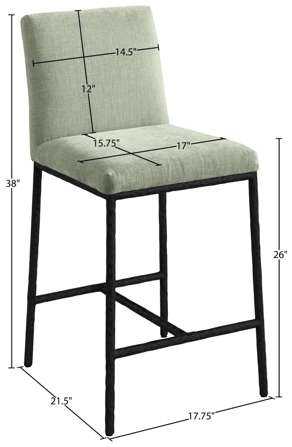 Reeves Chenille Fabric Upholstered Counter Stool — 11060-C - Mint - 11060Mint-C Dim